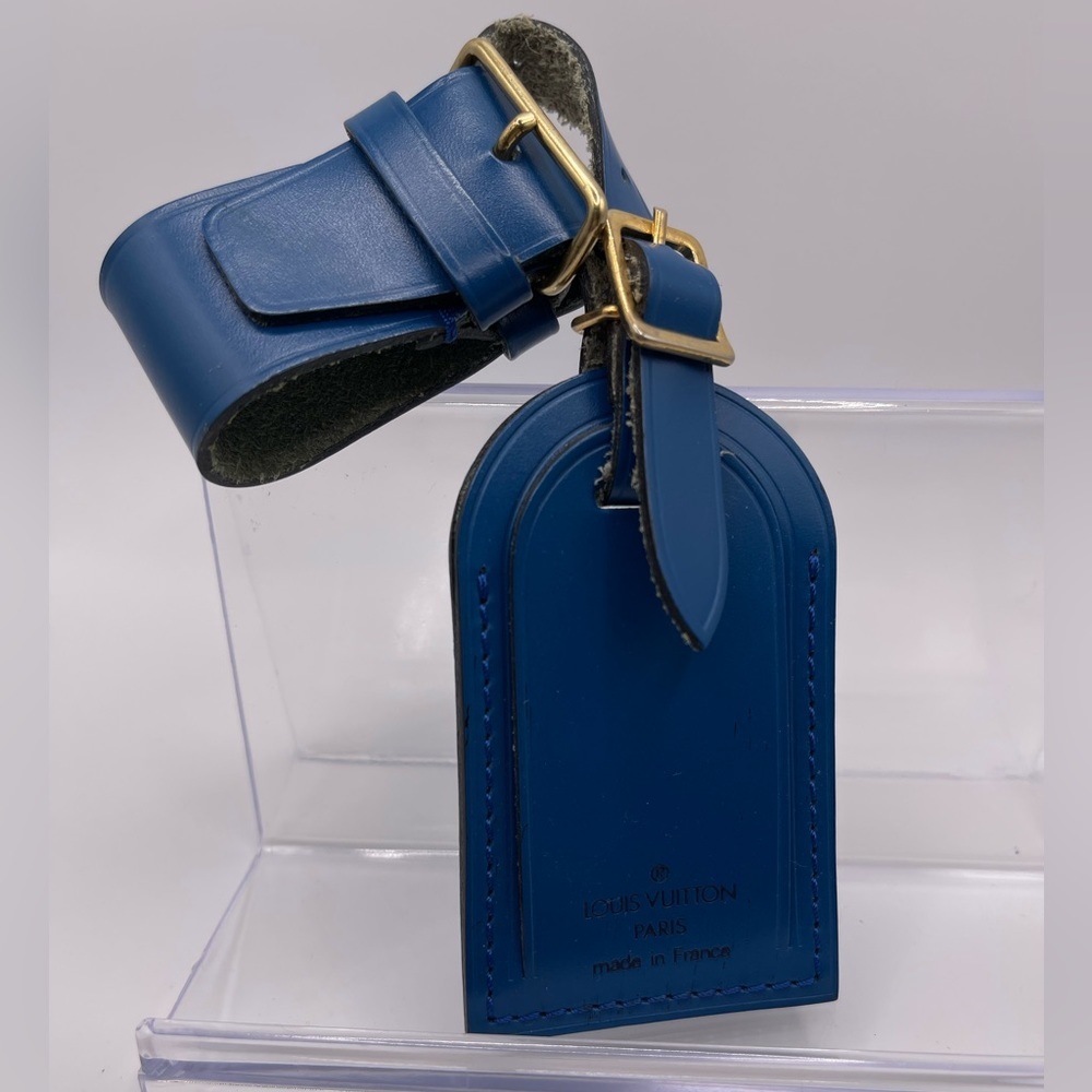 Louis Vuitton Blue Vachetta Leather Luggage Tag- excellent condition